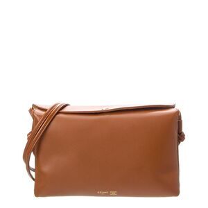 Celine Trio Flap Leather Shoulder Bag, Brown